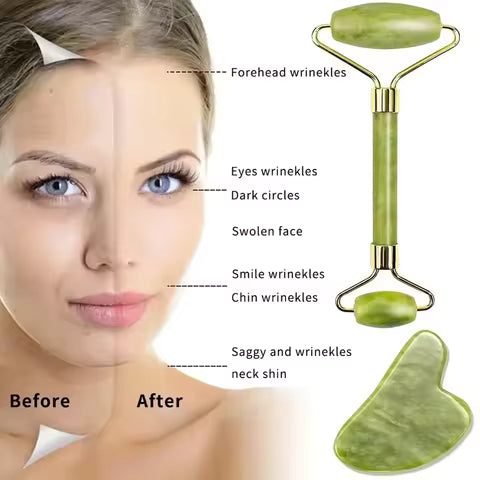Natural Jade Roller & Gua Sha – Face
